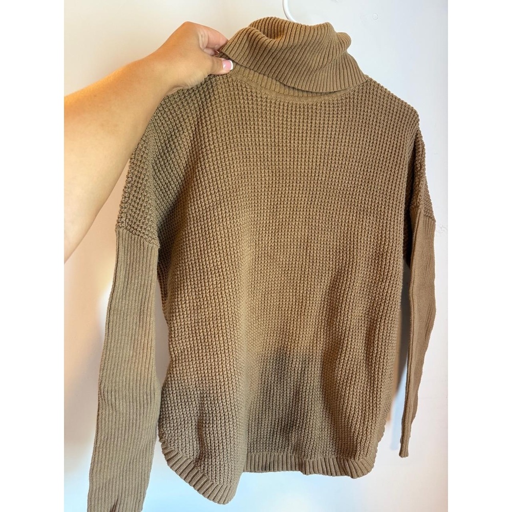 Michael‎ Kors Sweater Womens Size M Brown Tan Cowl Neck Waffle Knit